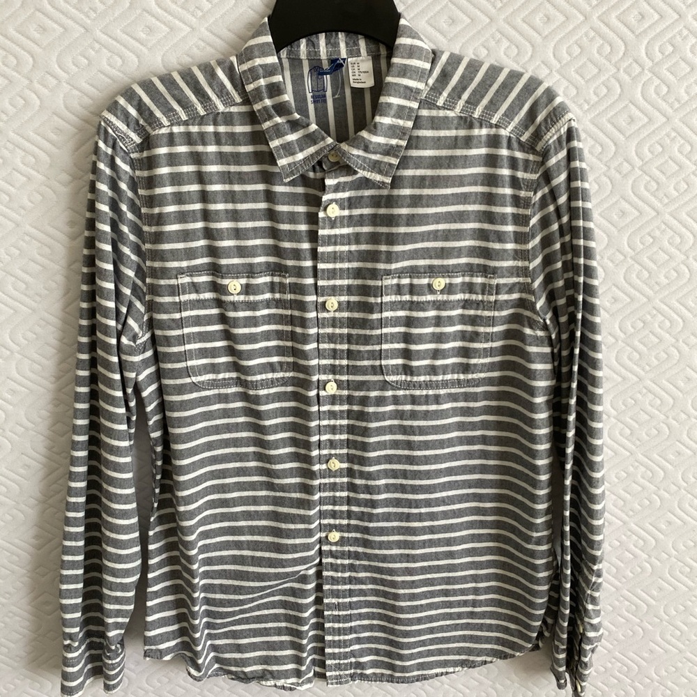 H&M Grey Striped Button Up